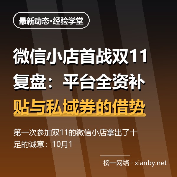 微信小店首战双11复盘：平台全资补贴与私域券的借势打法全解析